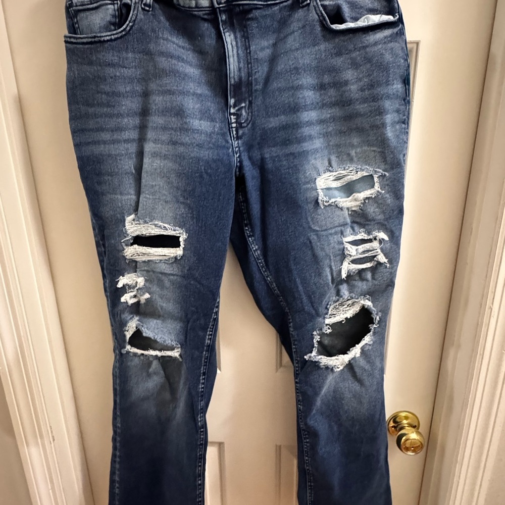Maurices Blue Distressed Boot Cut Jeans